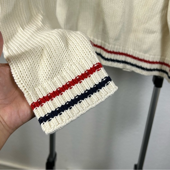 The Drop Women’s Cream V-Neck Sweater with Striped Trim Size XL - Picture 4 of 10